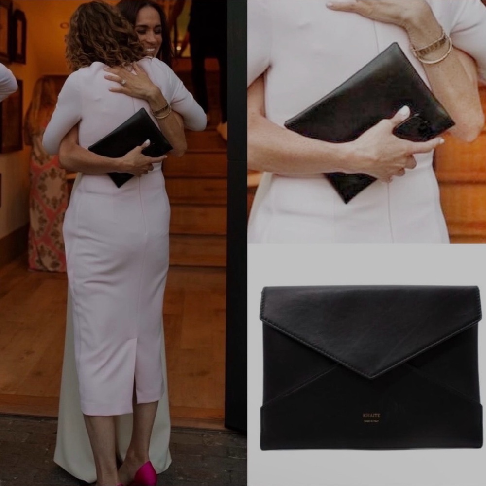 Khaite Envelope Black Leather Clutch ASO Meghan Markle